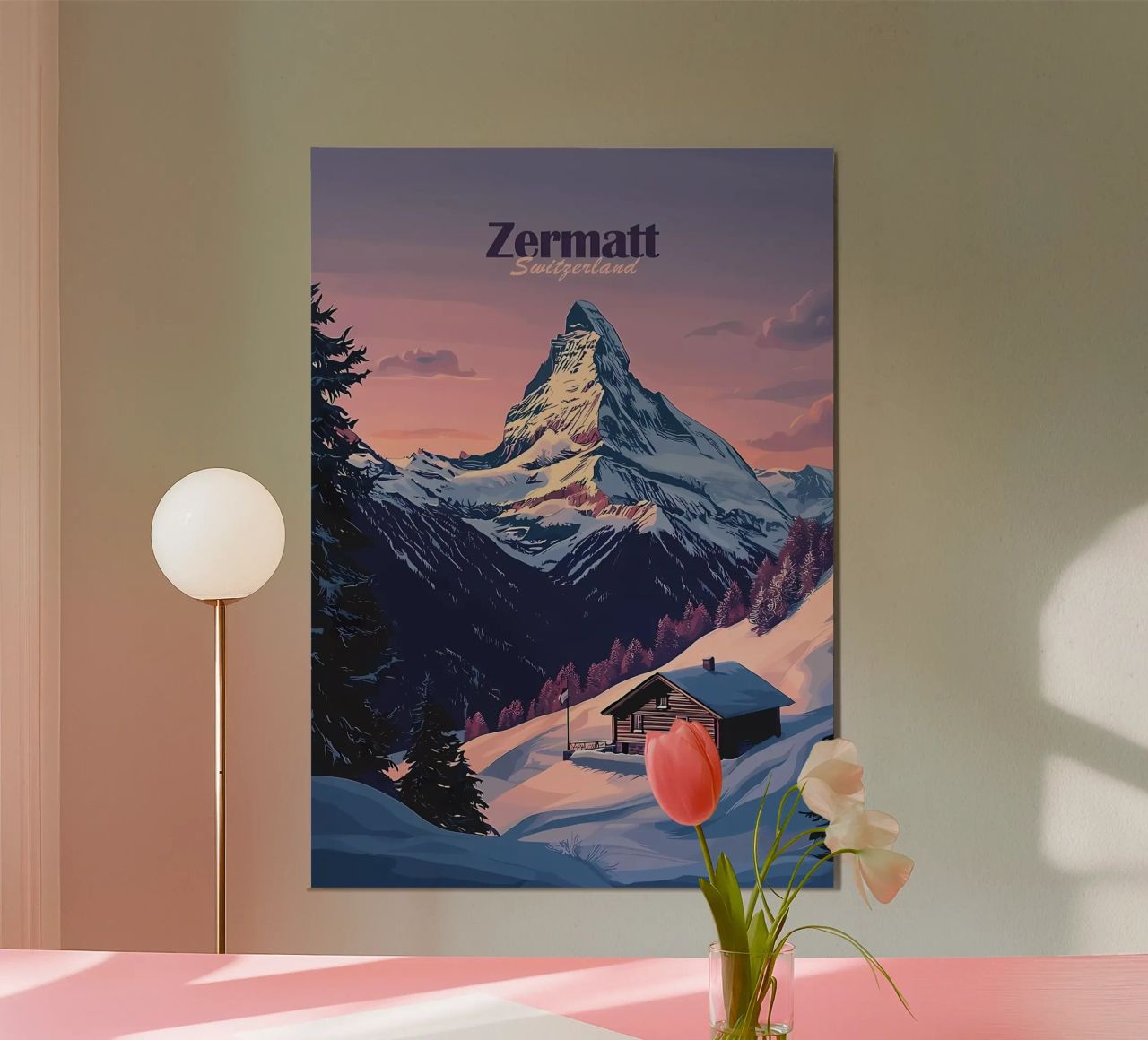 Zermatt Schweiz Bergblick Poster von Ginnery