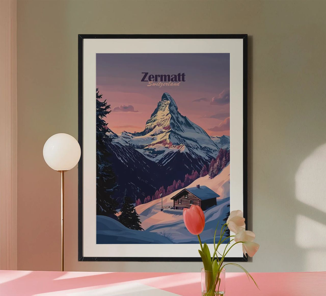 Zermatt Schweiz Bergblick Poster von Ginnery