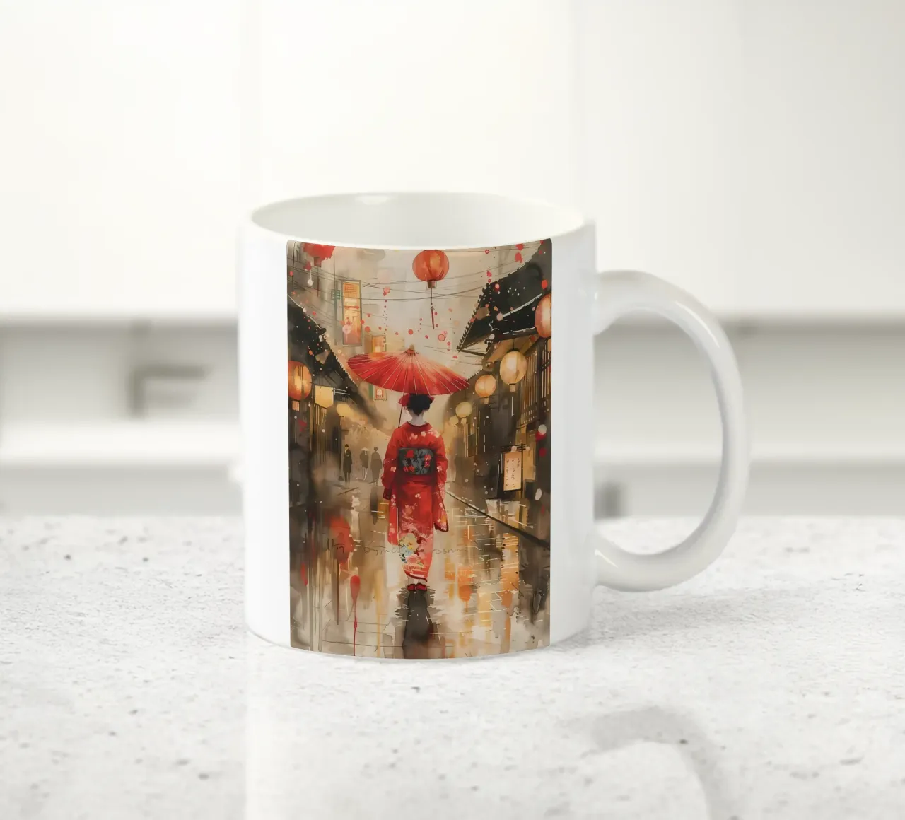 Geisha giapponese Samurai tazza in ceramica da Mikesell