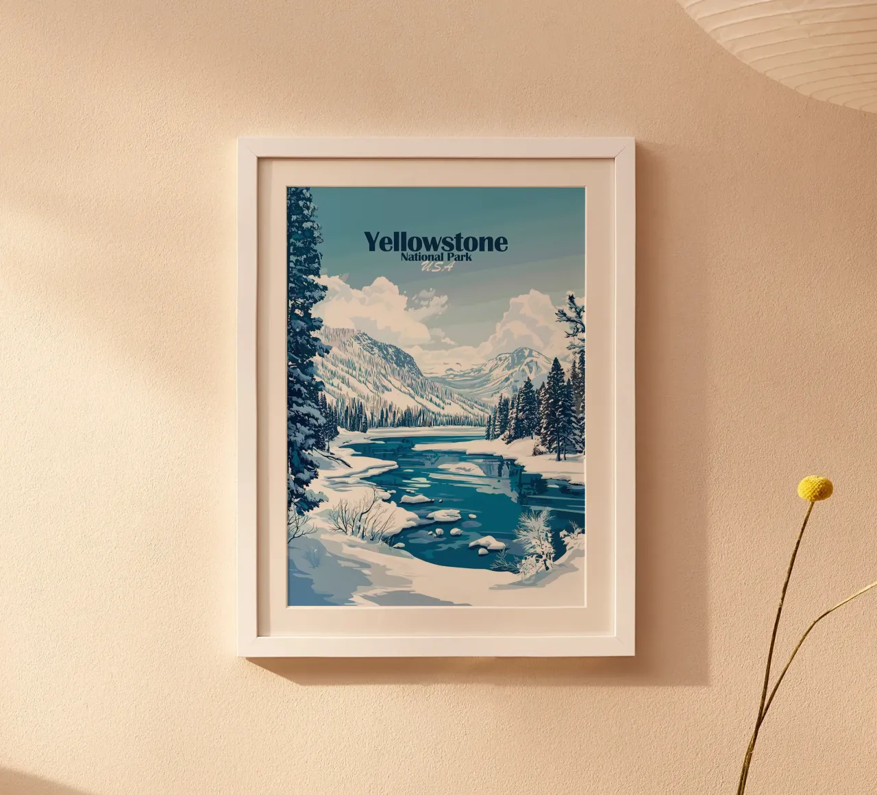 Parco Nazionale di Yellowstone Inverno poster con telaio in plastica da Ginnery
