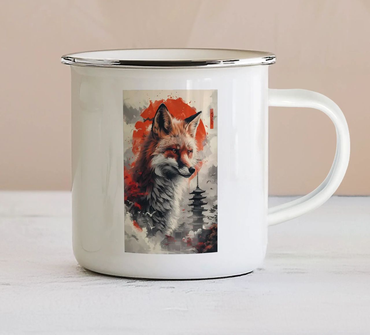 Volpe rossa Giappone tazza in smalto da Ruth