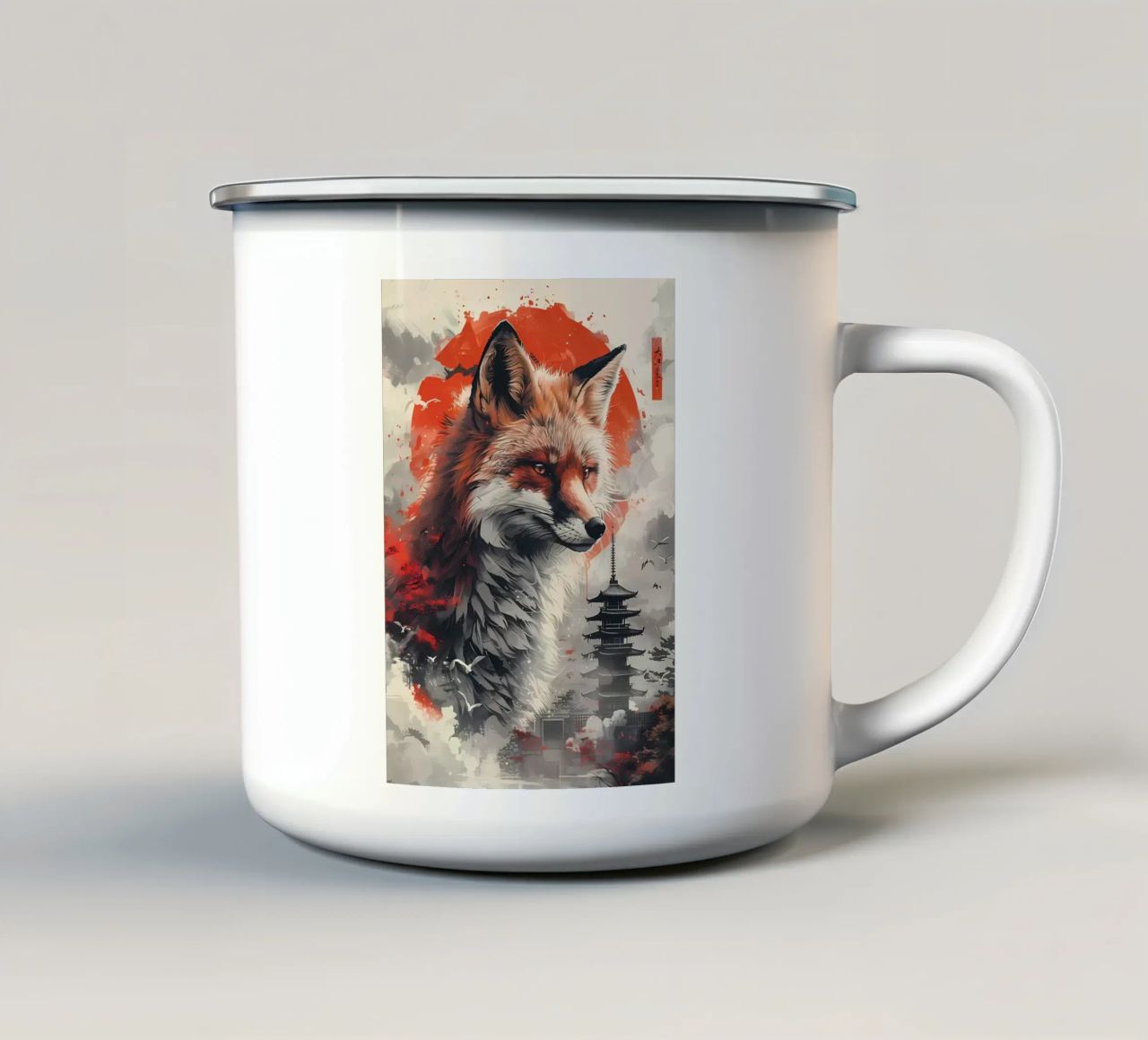Volpe rossa Giappone tazza in smalto da Ruth
