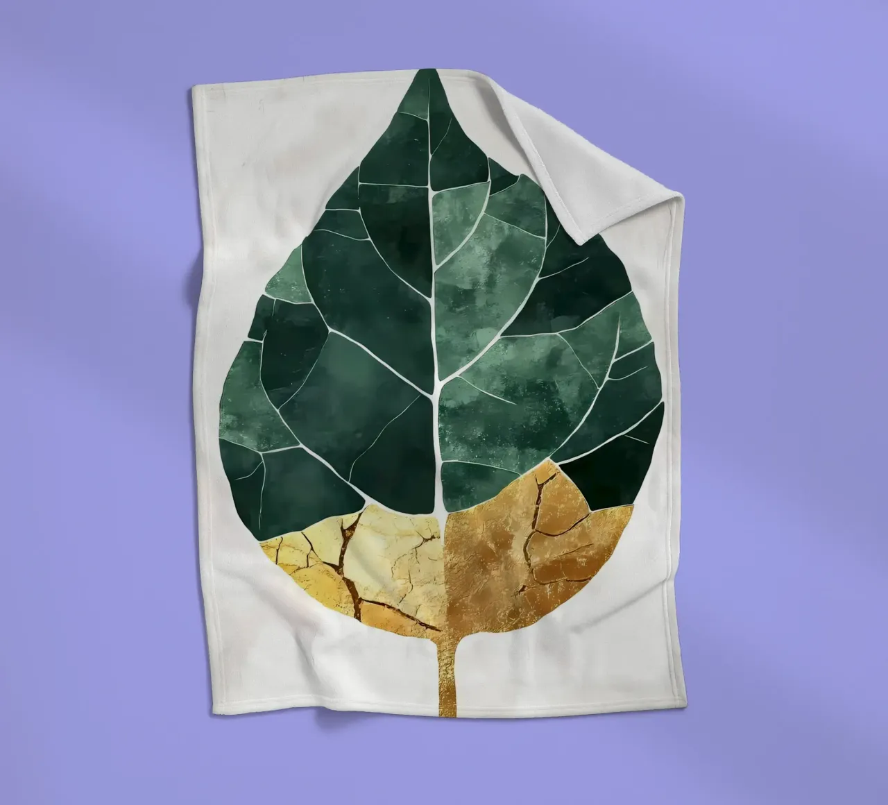 Gold Leaf Abstract Art fleece blanket by Ginnery