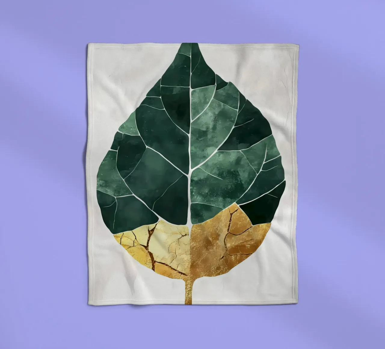 Gold Leaf Abstract Art fleece blanket by Ginnery