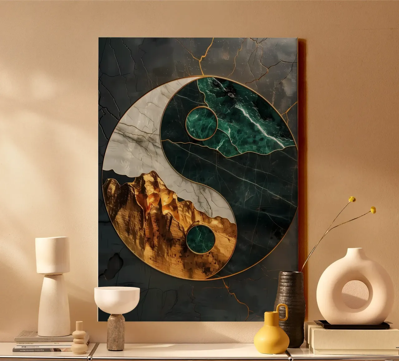 Yin Yang Kintsugi Harmony canvas by Mikesell