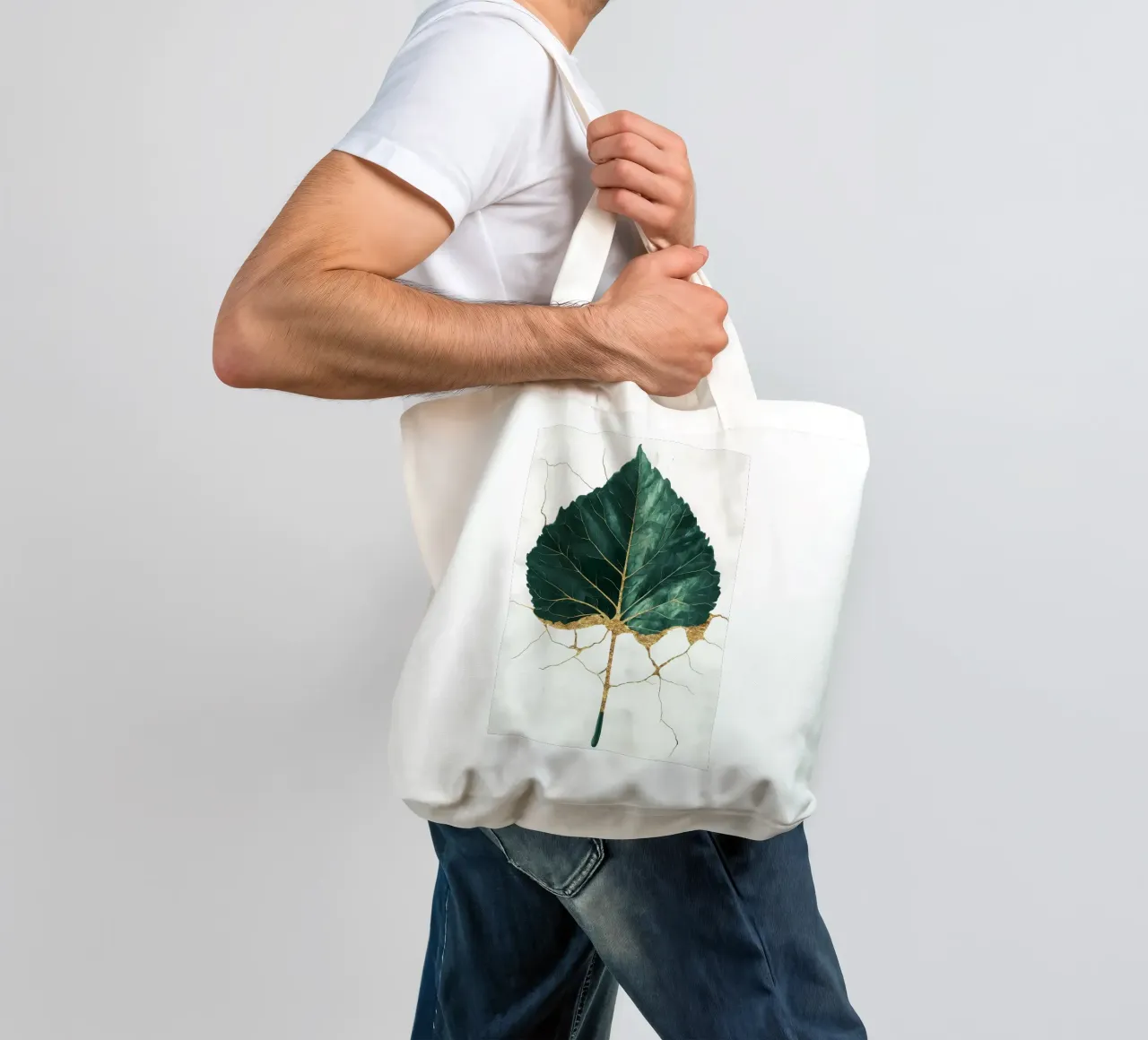 Arte minimalista in foglia d'oro borsa in juta da Ginnery