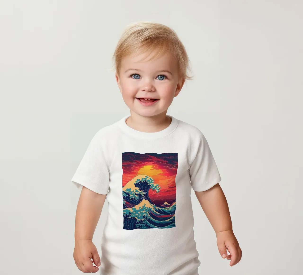 Great Wave Retro baby t-shirt by Mikesell