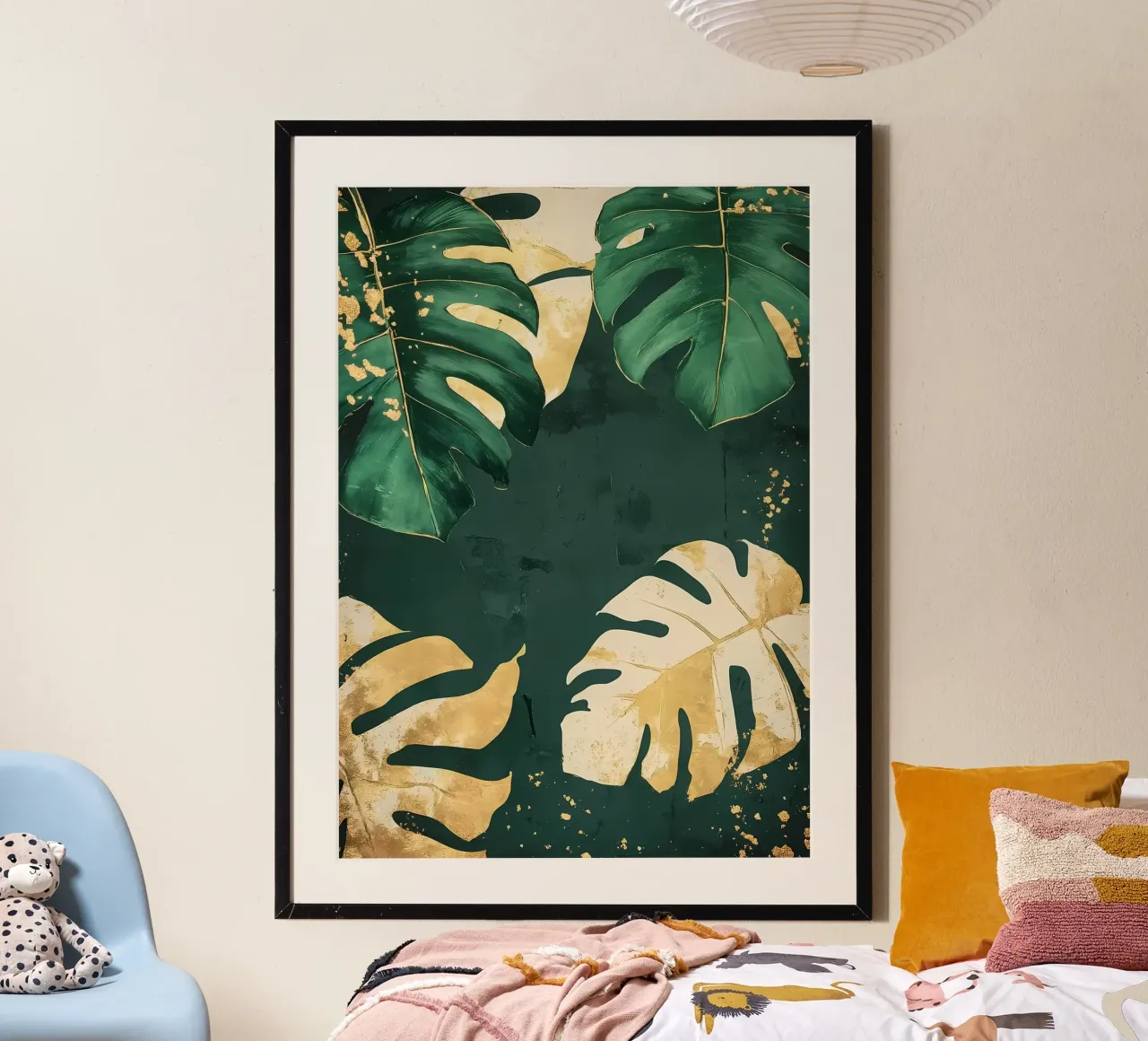 Arte tropicale in foglia d'oro poster da Ginnery