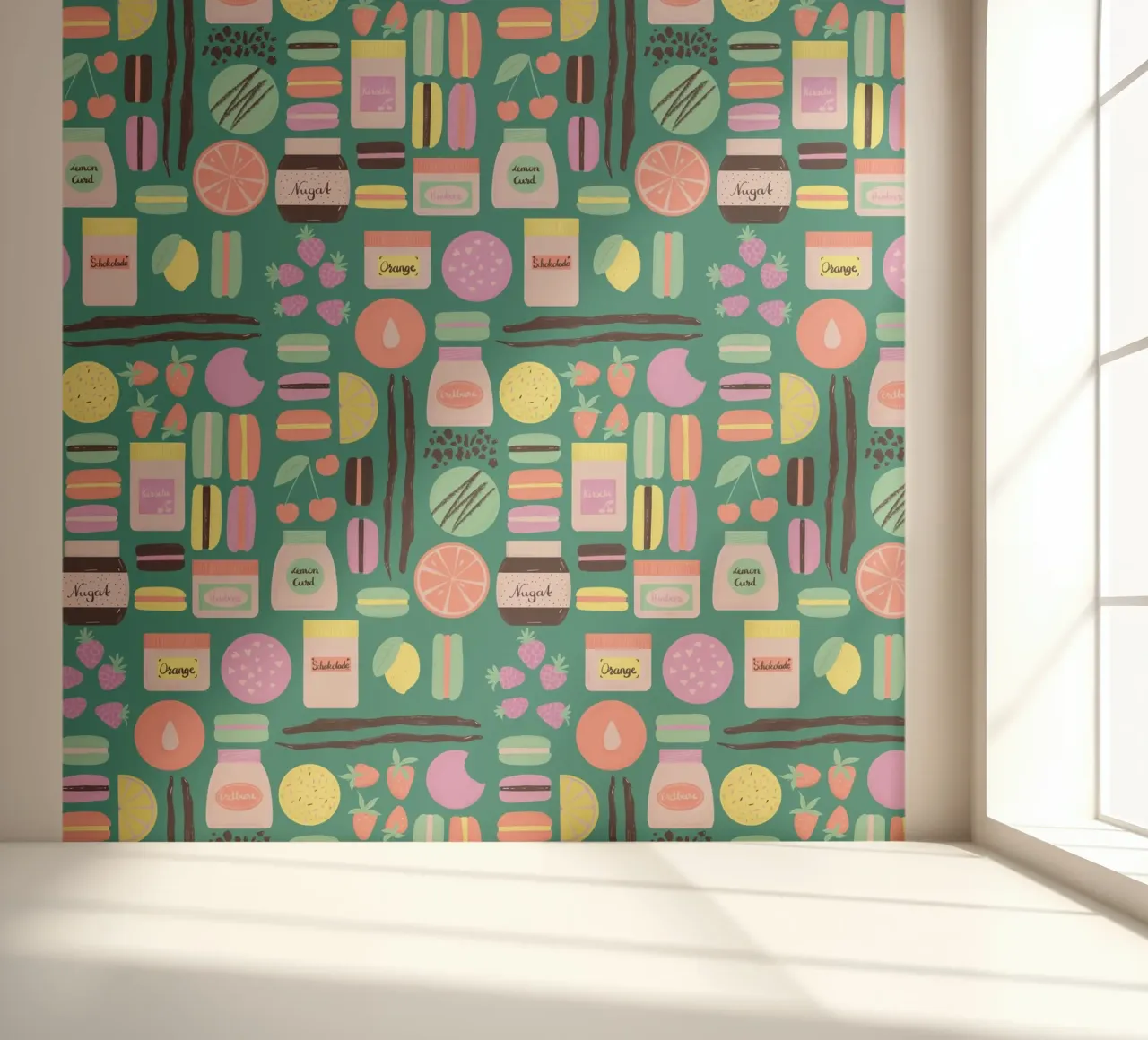 Macarons fotobehang van nicigabrieldesigns