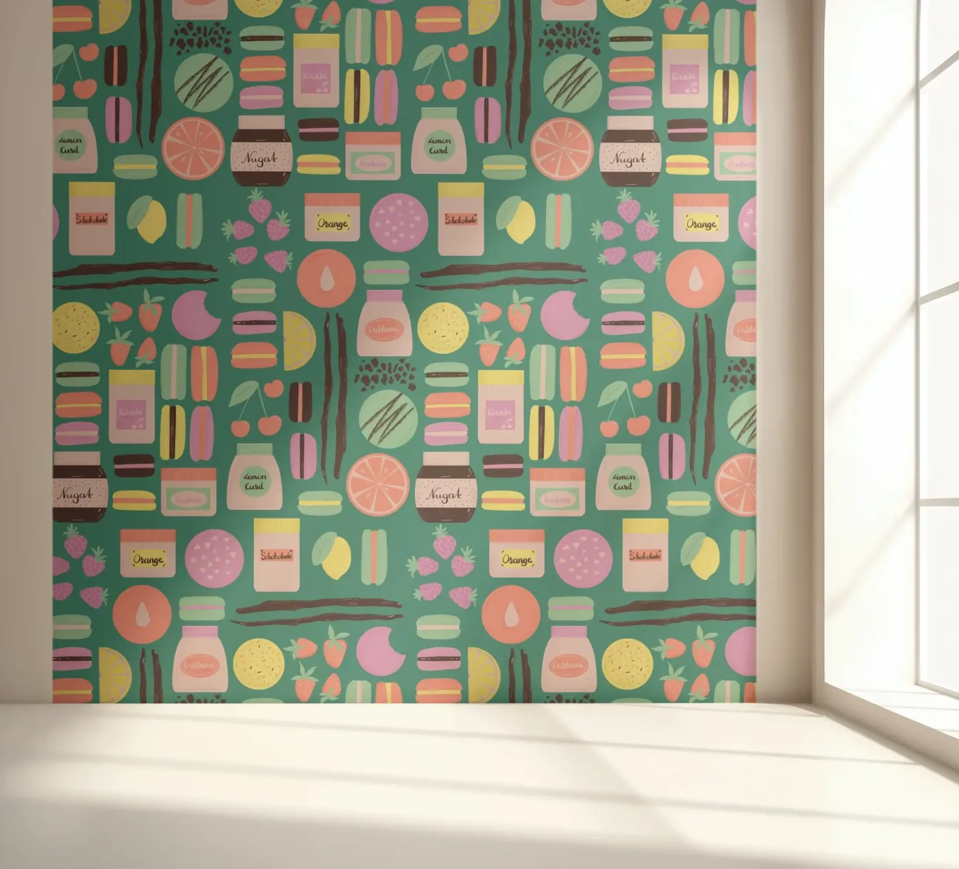 Macarons fotobehang van nicigabrieldesigns