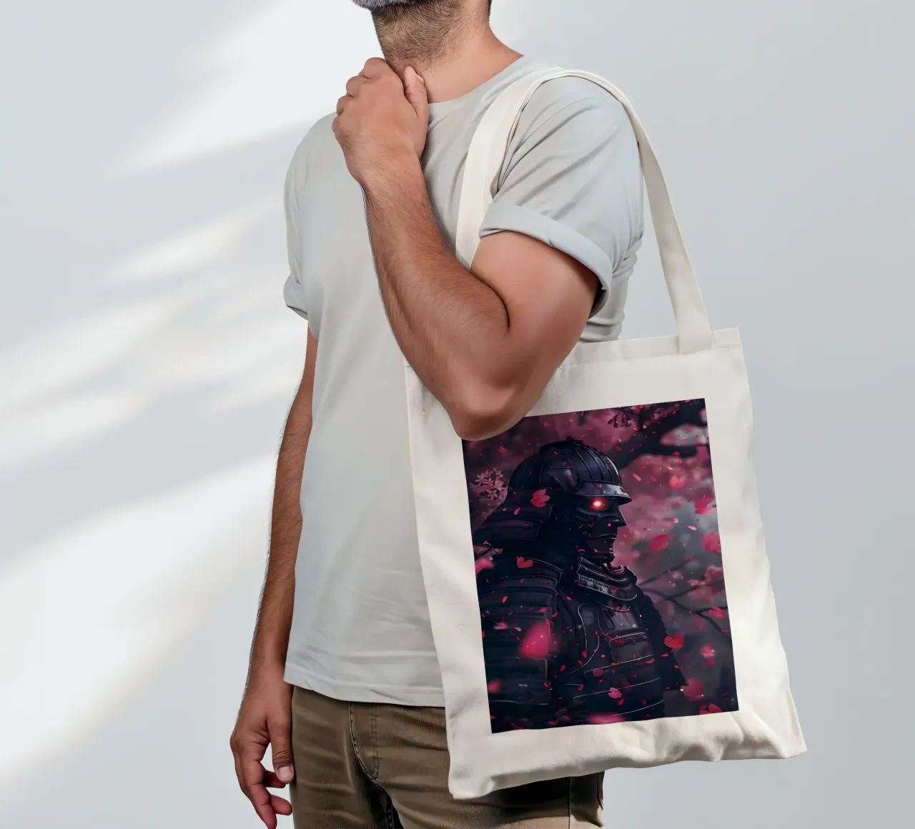 Japanese Samurai Sakura tote bag by Mikesell
