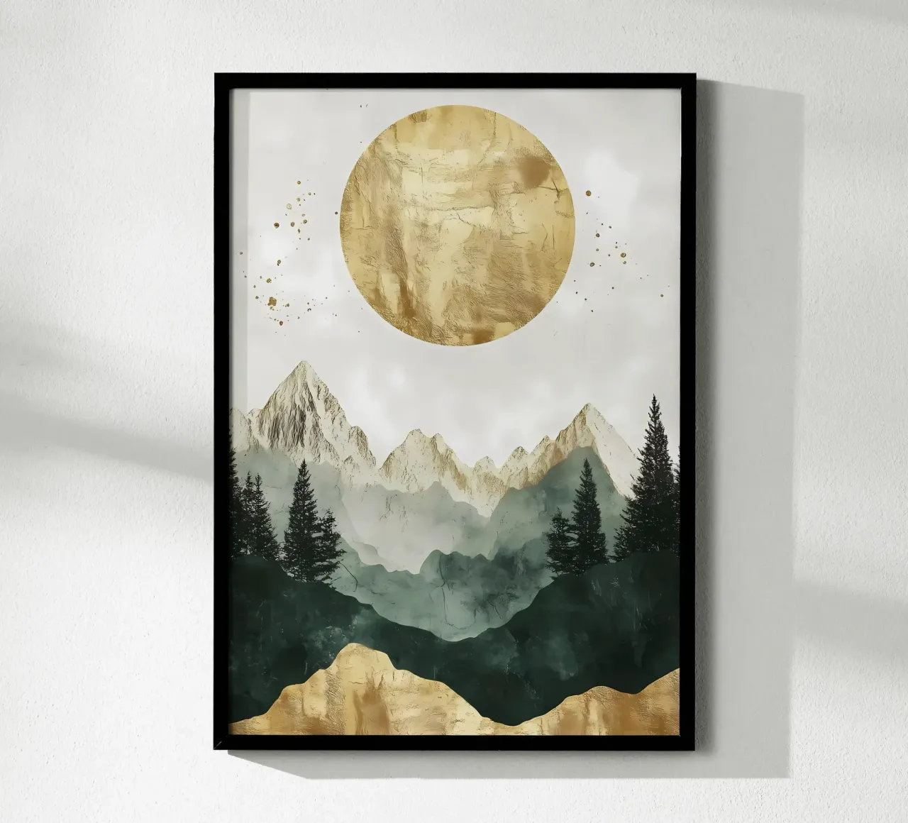 Paesaggio della montagna d'oro poster con telaio in plastica da Ginnery