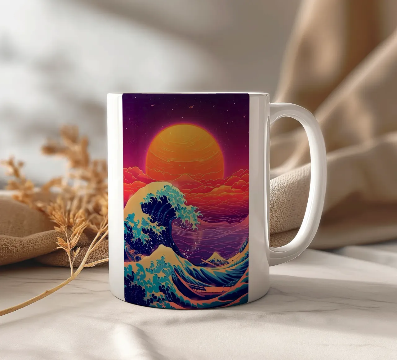 Grande onda retrò tazza in ceramica da Mikesell