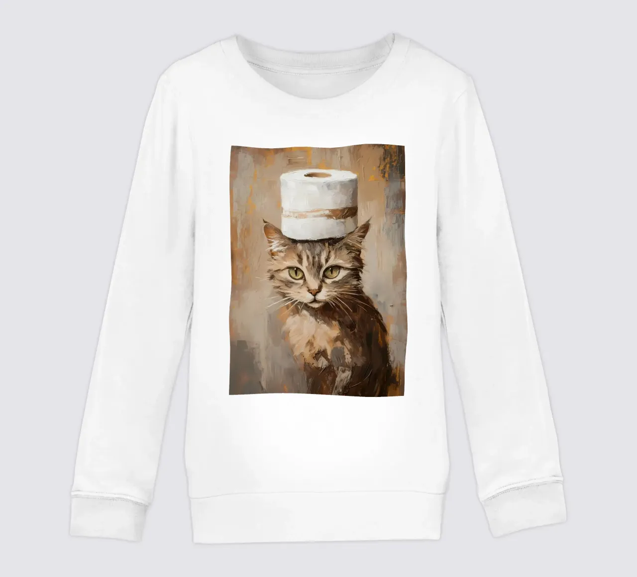Gatto con cappello di carta igienica felpa bambino da Ginnery