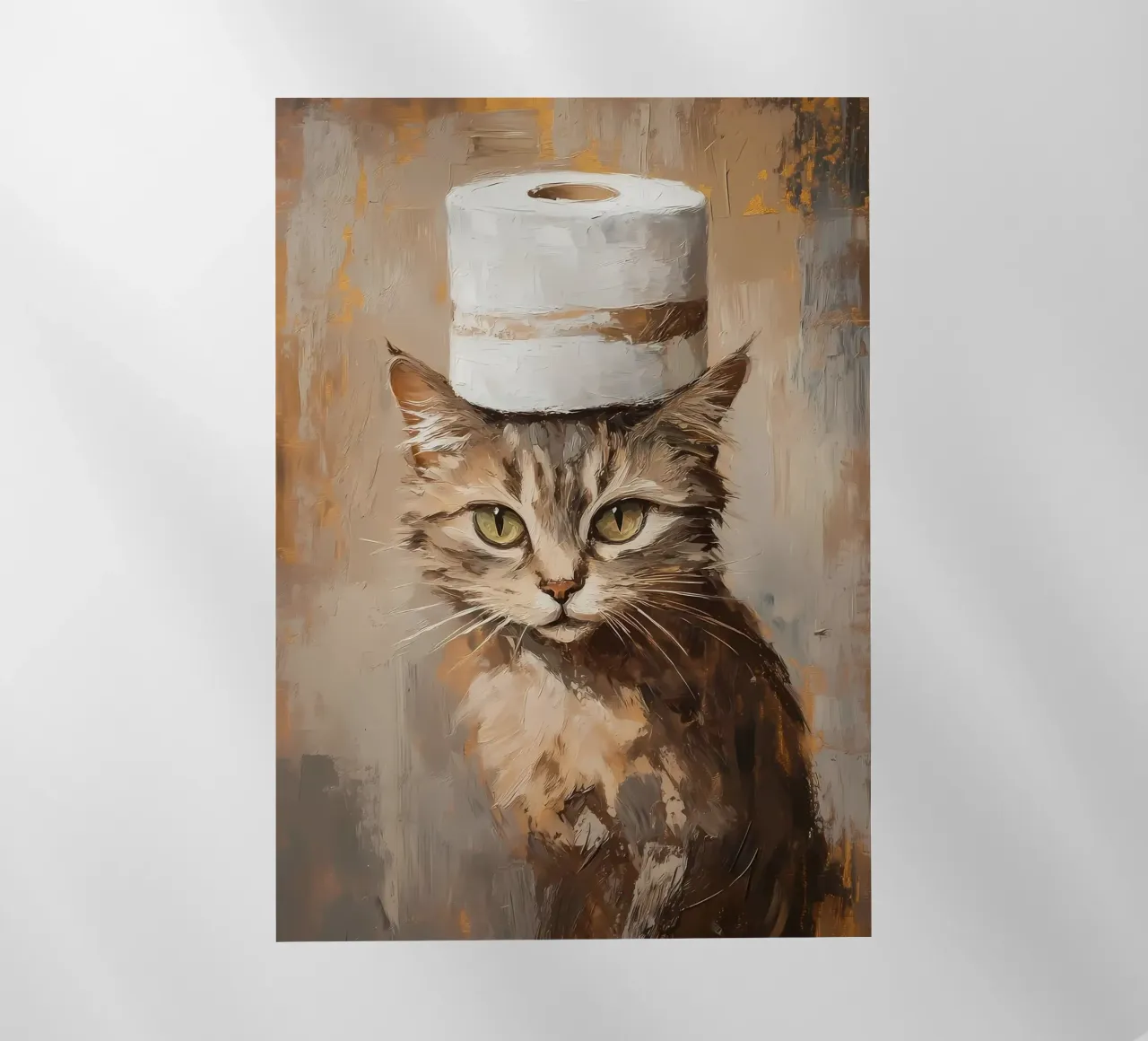 Gatto con cappello di carta igienica pellicola backlit da Ginnery
