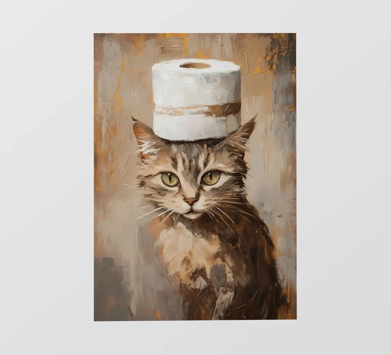 Gatto con cappello di carta igienica pellicola backlit da Ginnery