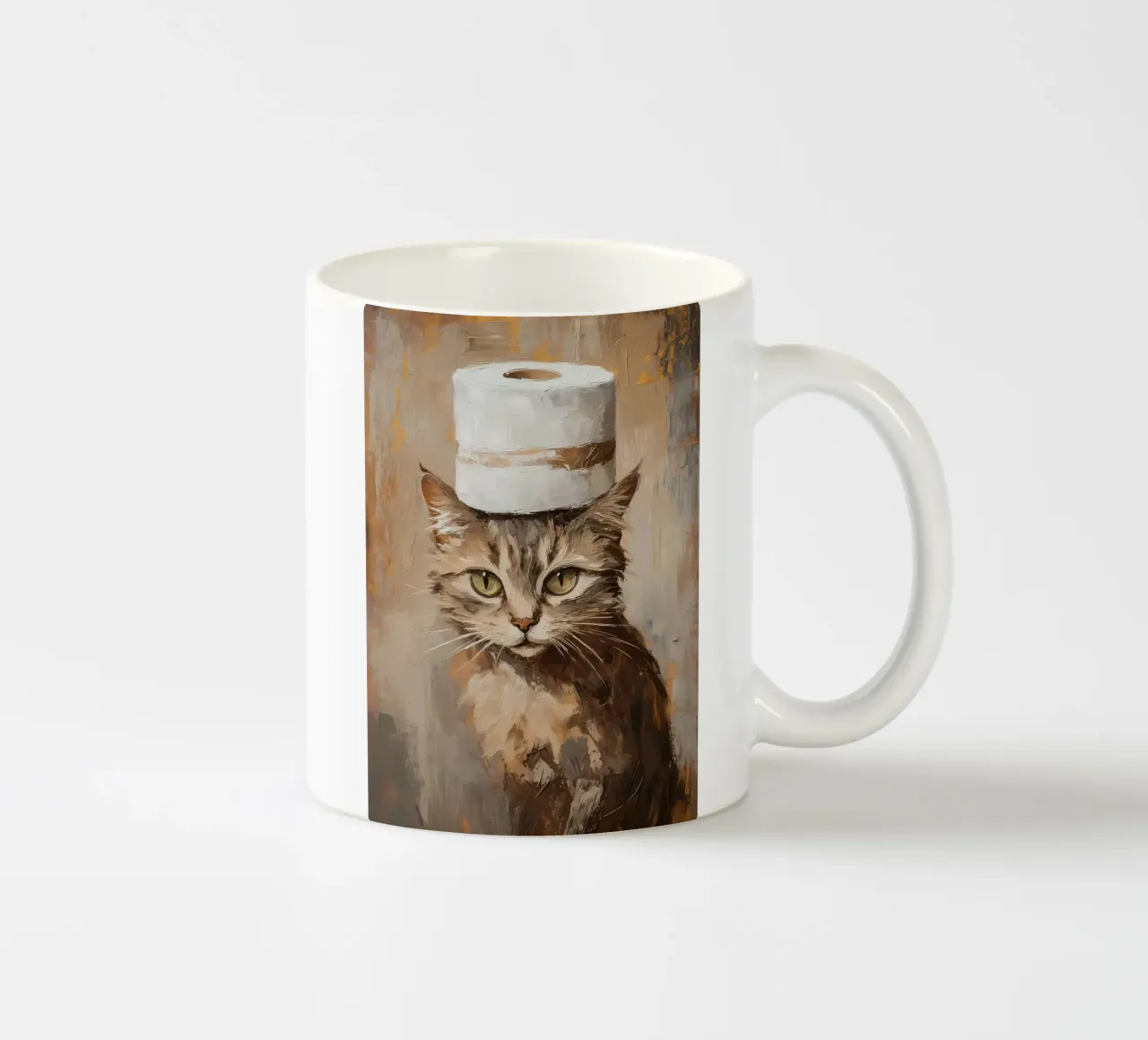 Gatto con cappello di carta igienica tazza in ceramica da Ginnery