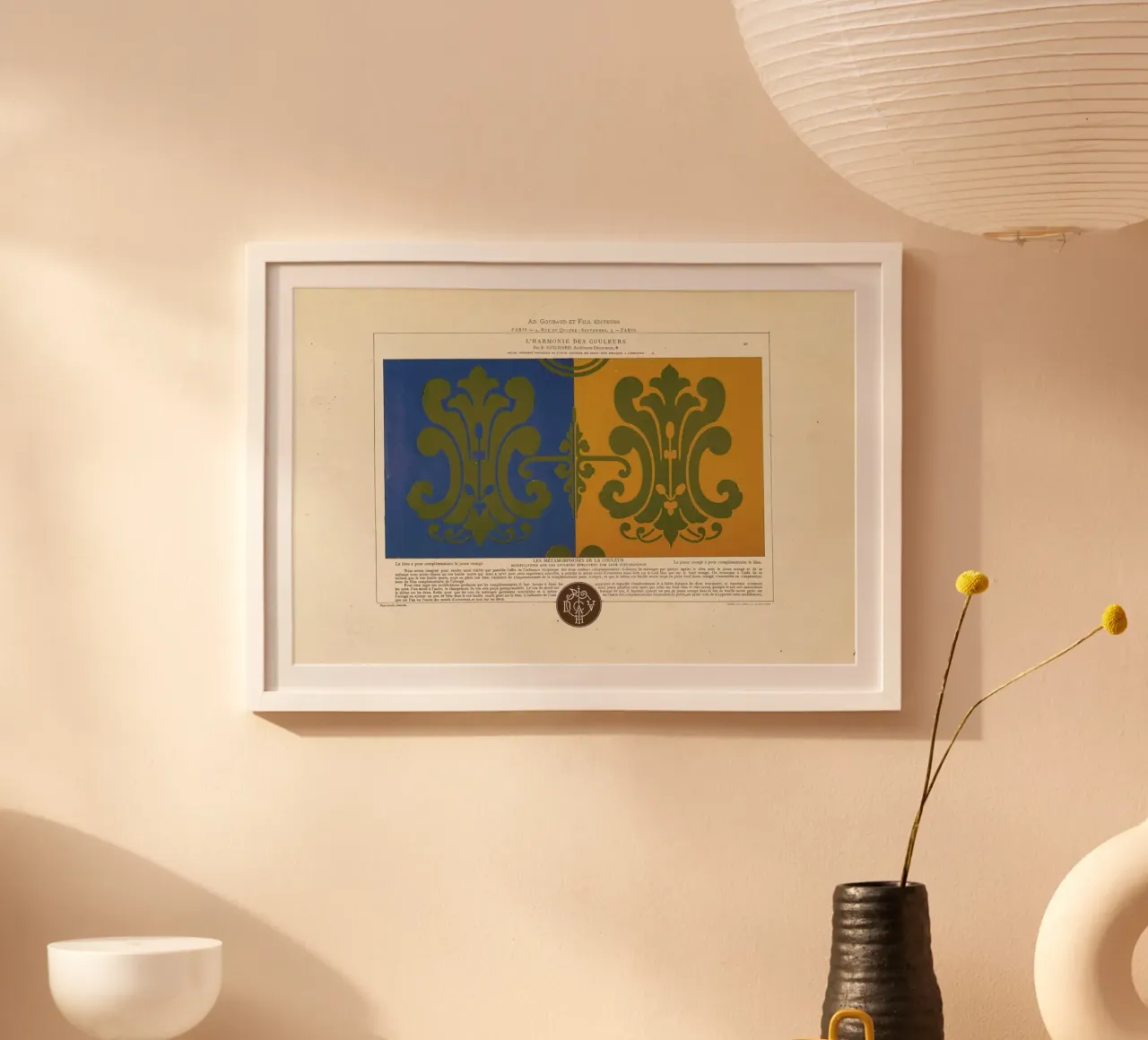 Complementary Colours Blue and Orange, L'harmonie des couleurs, 1815 - Édouard Guichard poster con telaio in alluminio da Artokoloro Quint Lox Ltd