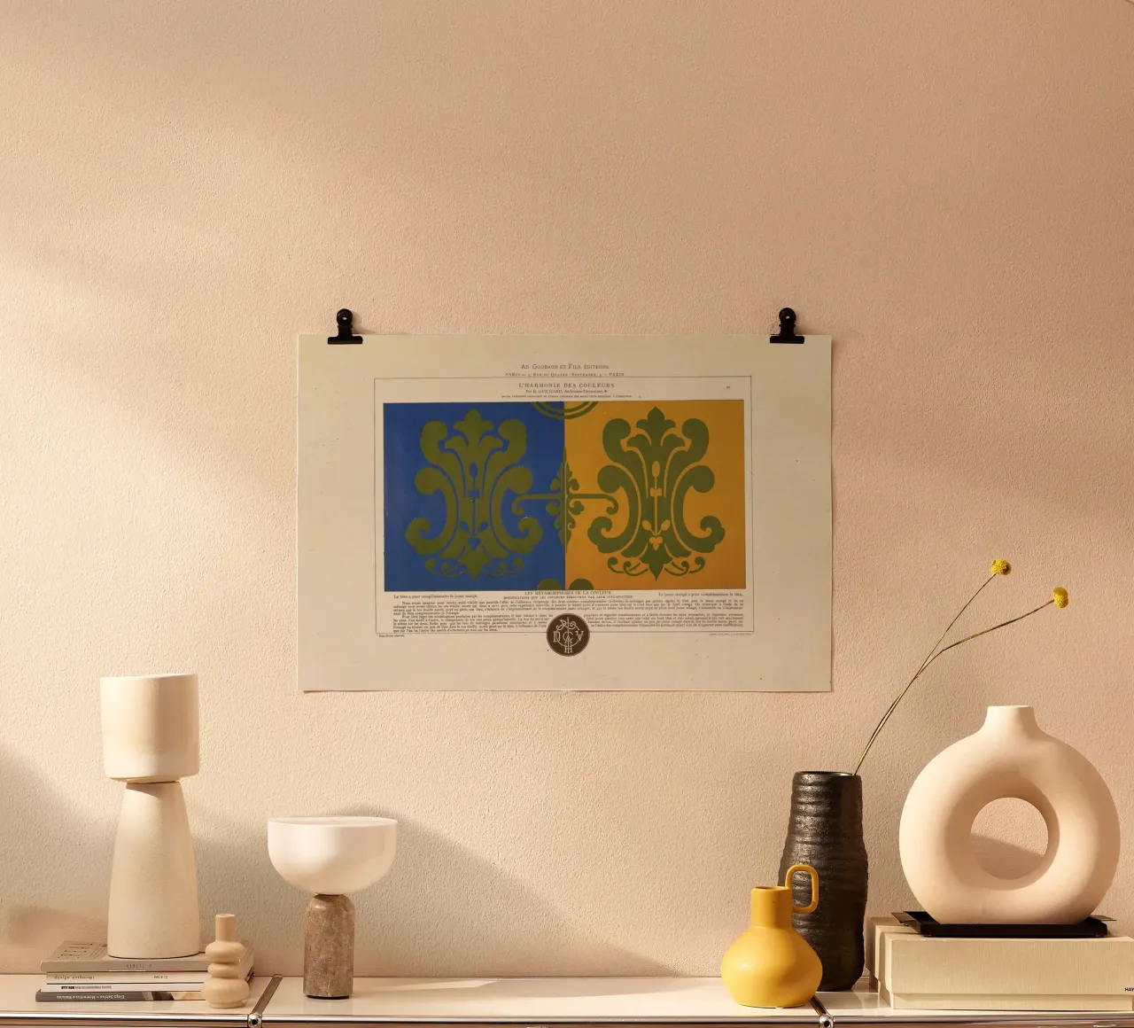 Complementary Colours Blue and Orange, L'harmonie des couleurs, 1815 - Édouard Guichard poster con telaio in alluminio da Artokoloro Quint Lox Ltd