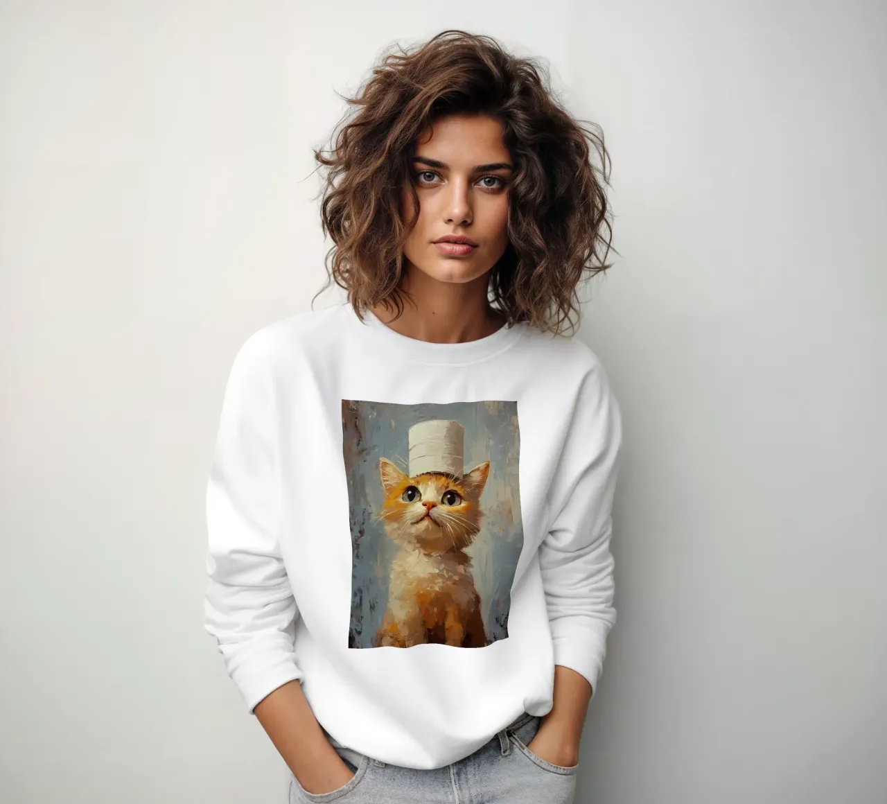 Gatto con cappello di carta igienica felpa da Ginnery