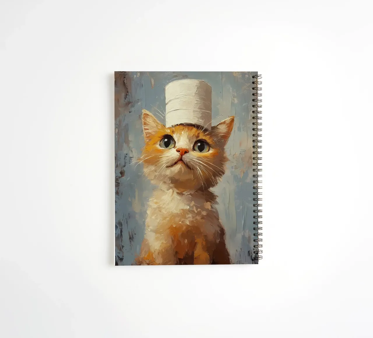 Cat in a Toilet Paper Hat spiral notebook by Ginnery