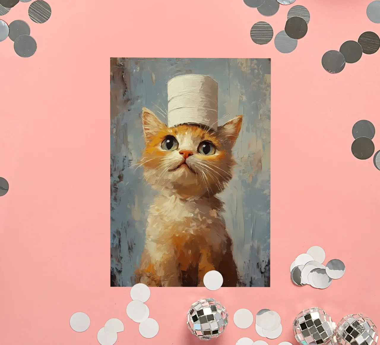 Cat in a Toilet Paper Hat sticker by Ginnery