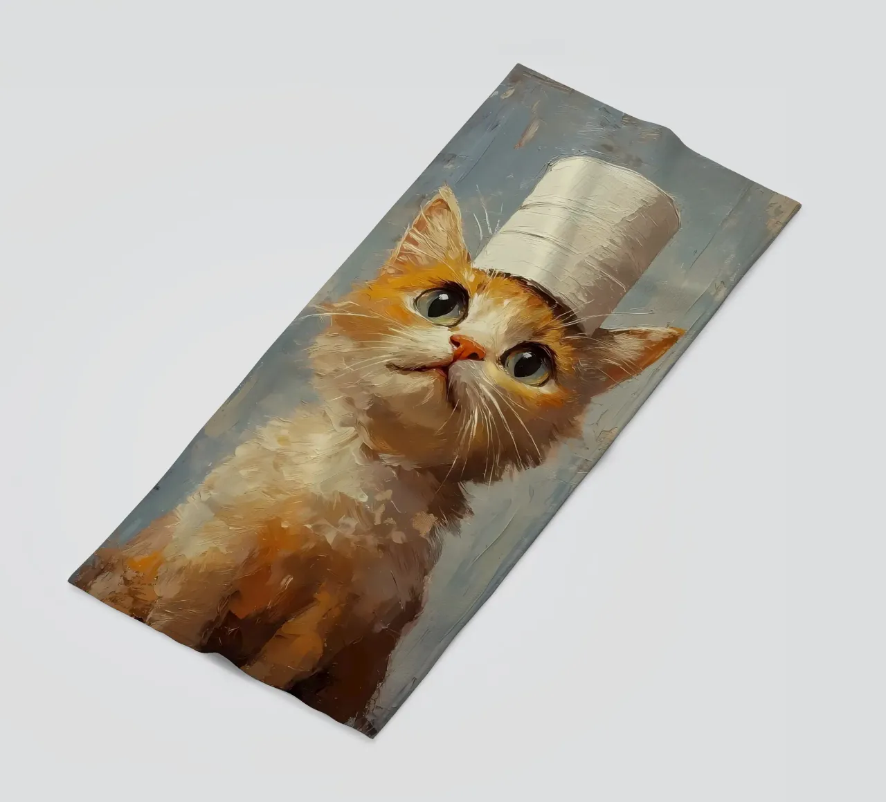 Gatto con cappello di carta igienica telo mare da Ginnery