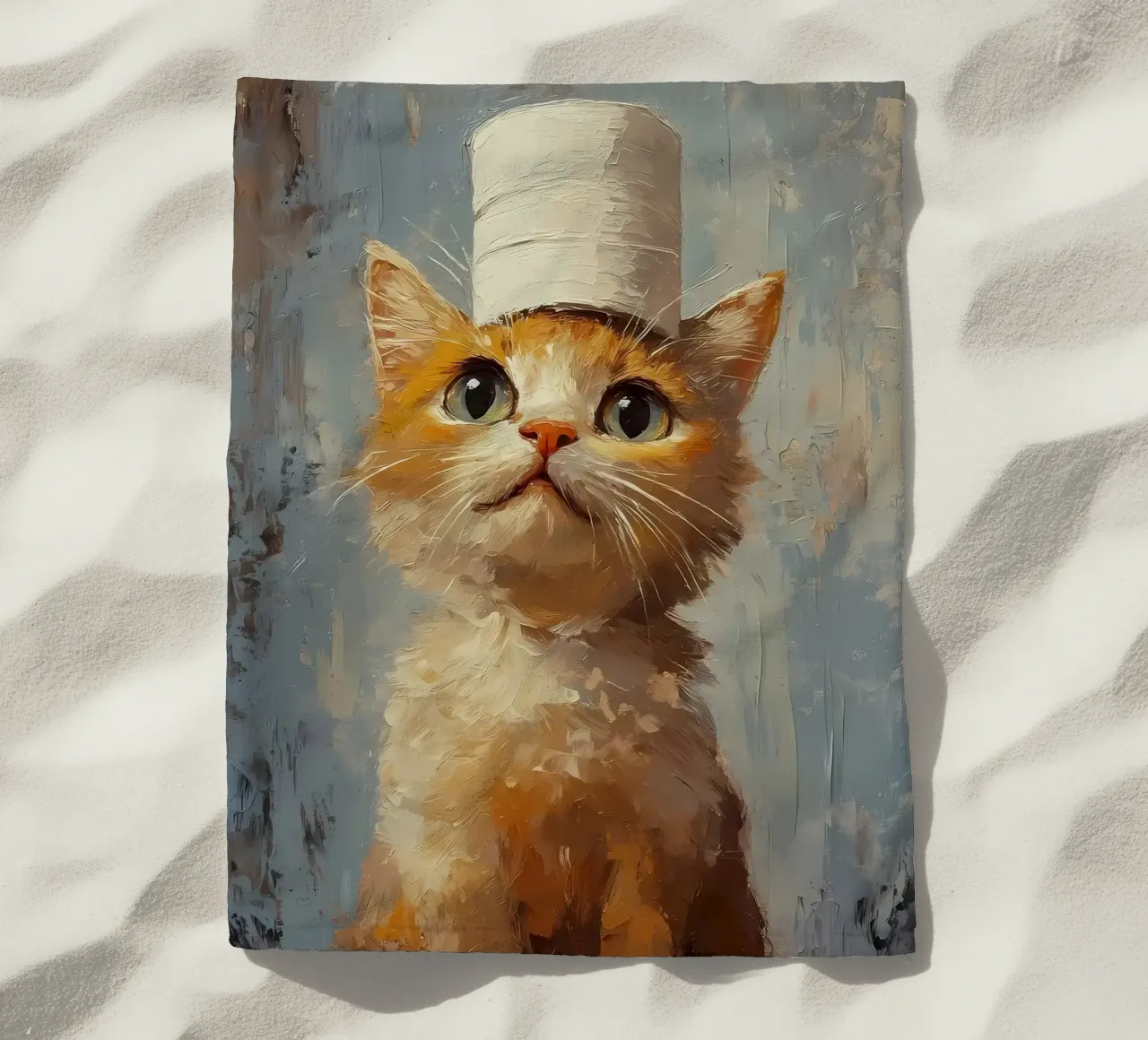 Gatto con cappello di carta igienica telo mare da Ginnery