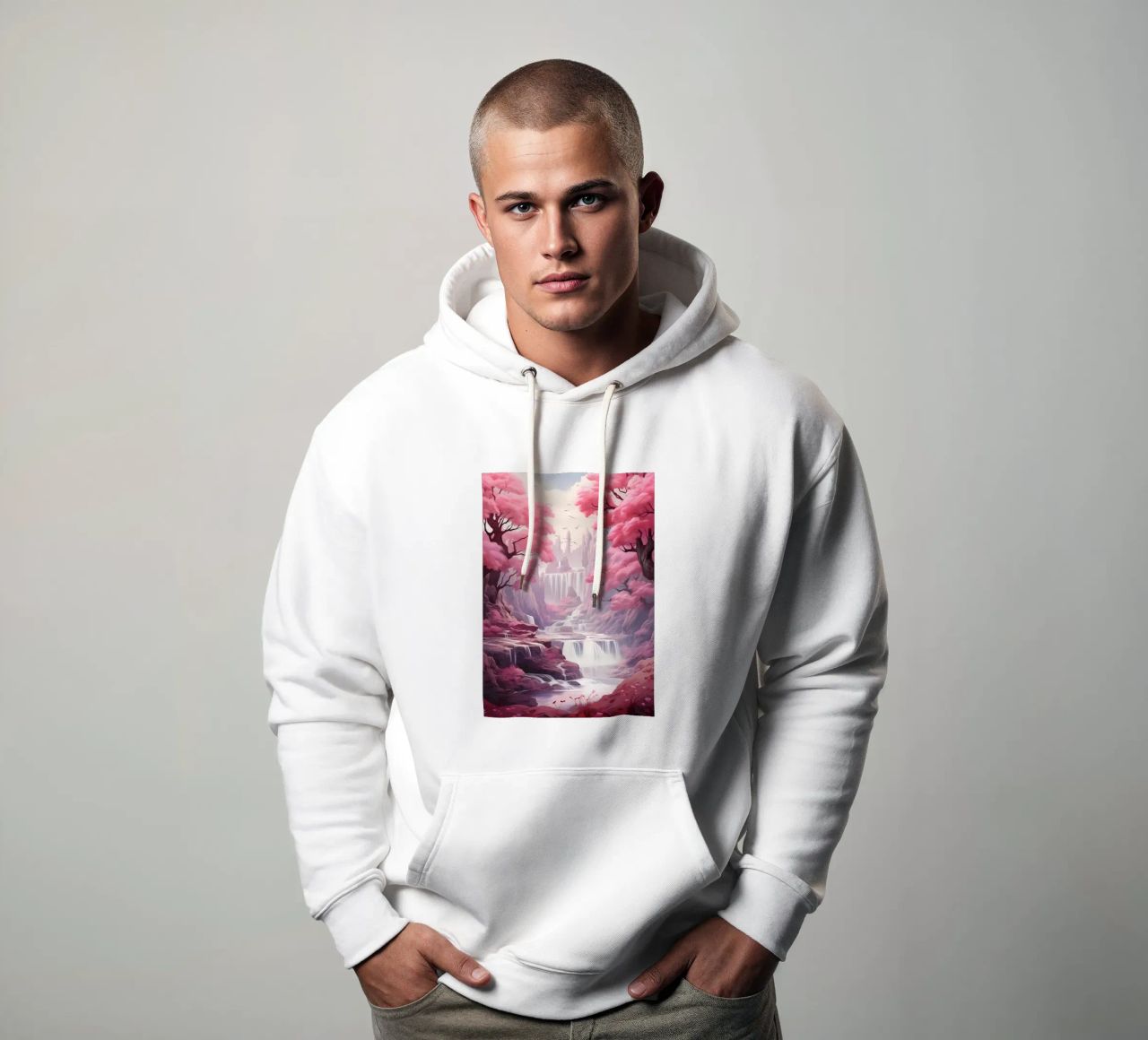 Waterfall Sakura Trees felpa con cappuccio da Mikesell