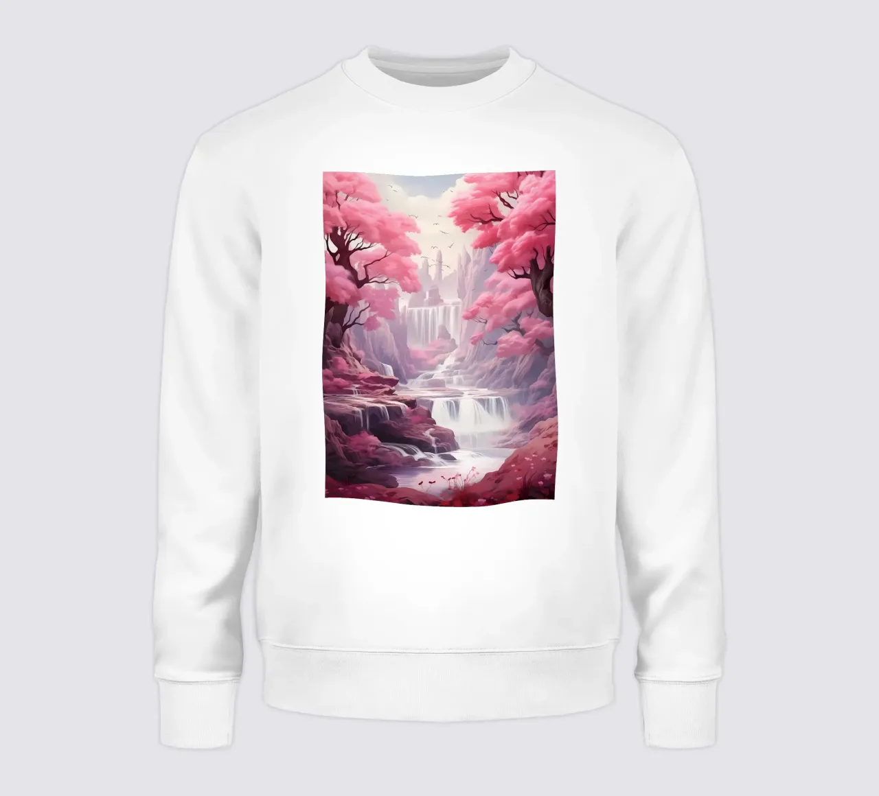Wasserfall Sakura-Bäume Sweatshirt von Mikesell