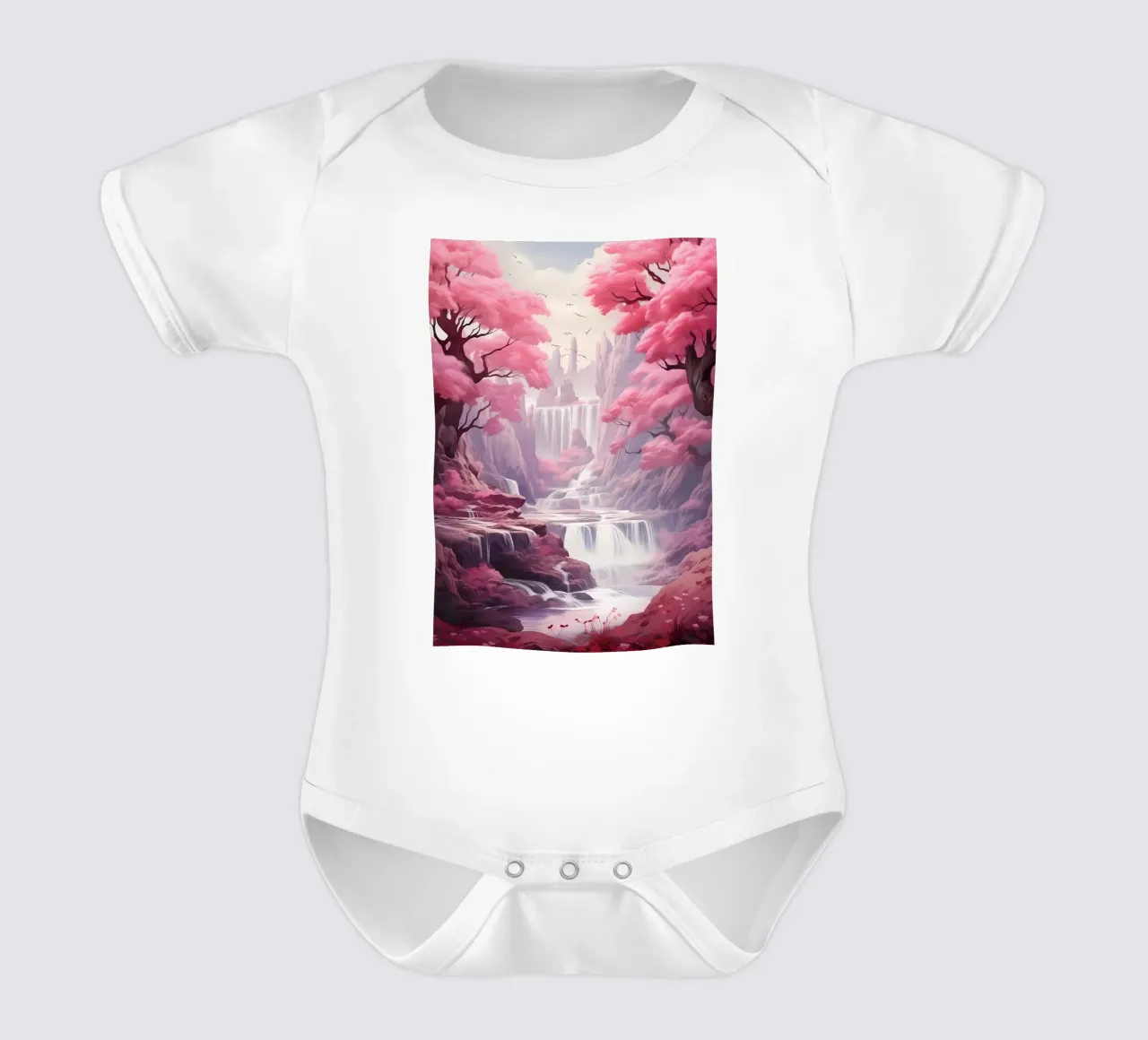Waterfall Sakura Trees body neonato maniche corte da Mikesell