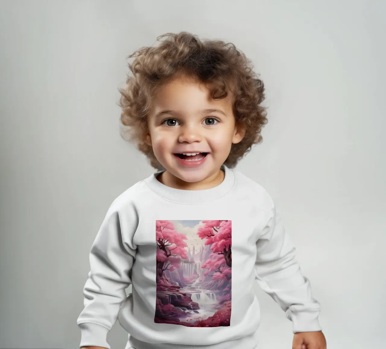 Waterfall Sakura Trees baby sweatshirt by Mikesell