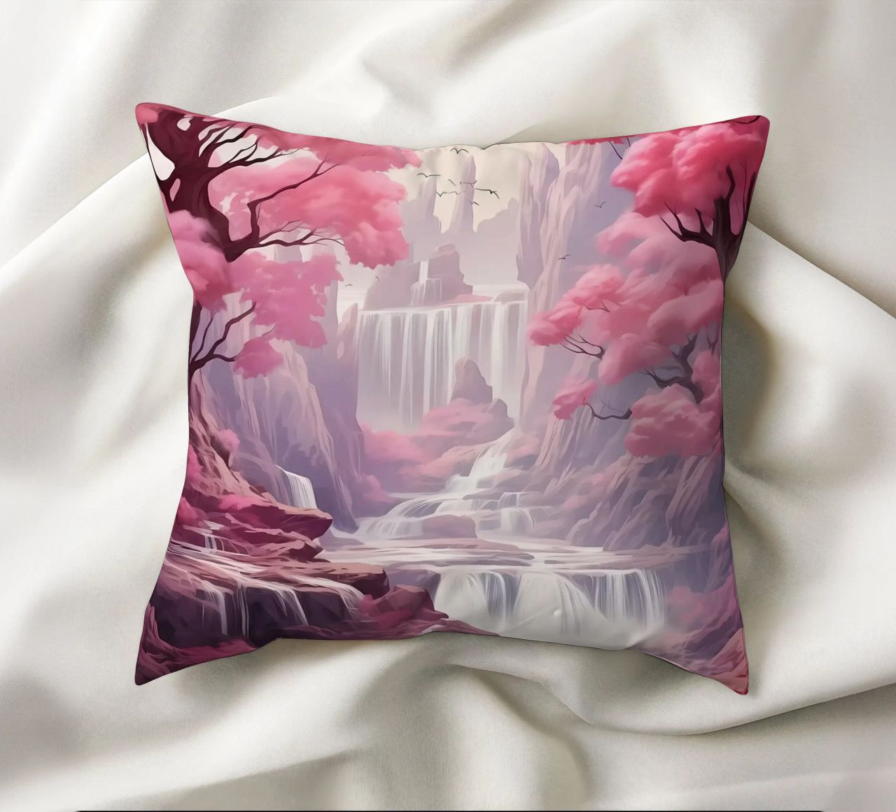 Waterfall Sakura Trees cuscino da Mikesell