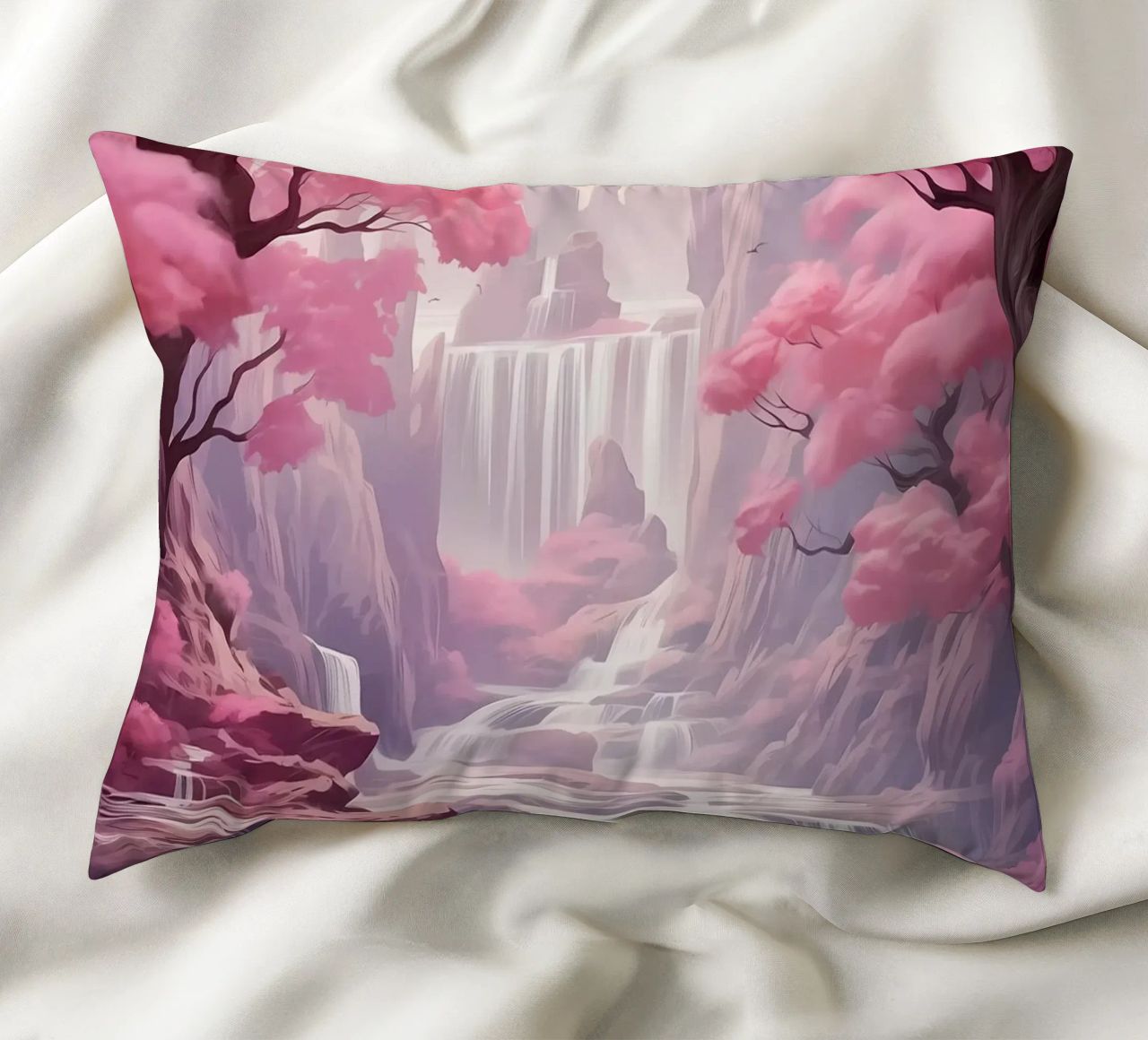 Waterfall Sakura Trees cuscino da Mikesell