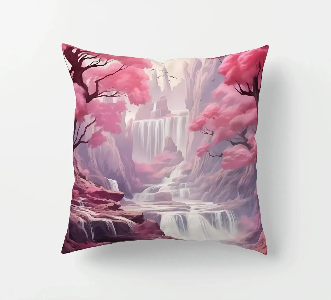 Árboles Sakura en cascada cojín de Mikesell