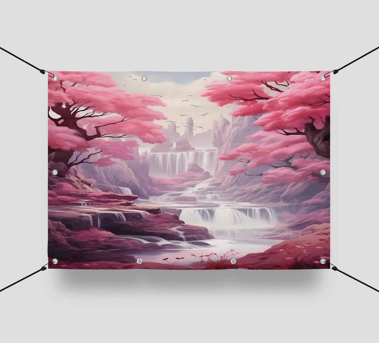 Waterfall Sakura Trees telo in pvc da Mikesell