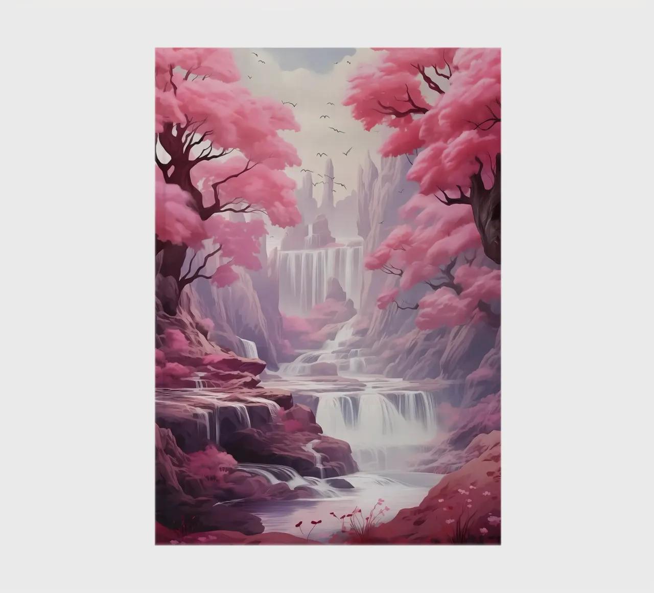 Waterfall Sakura Trees notebook by Mikesell