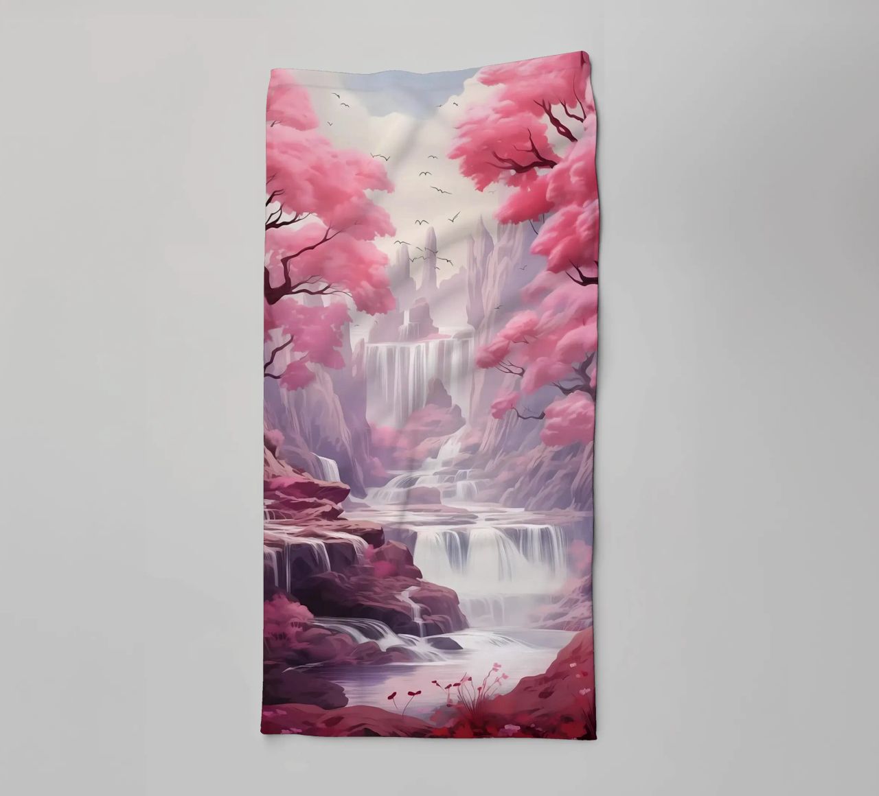 Waterfall Sakura Trees asciugamano da bagno da Mikesell