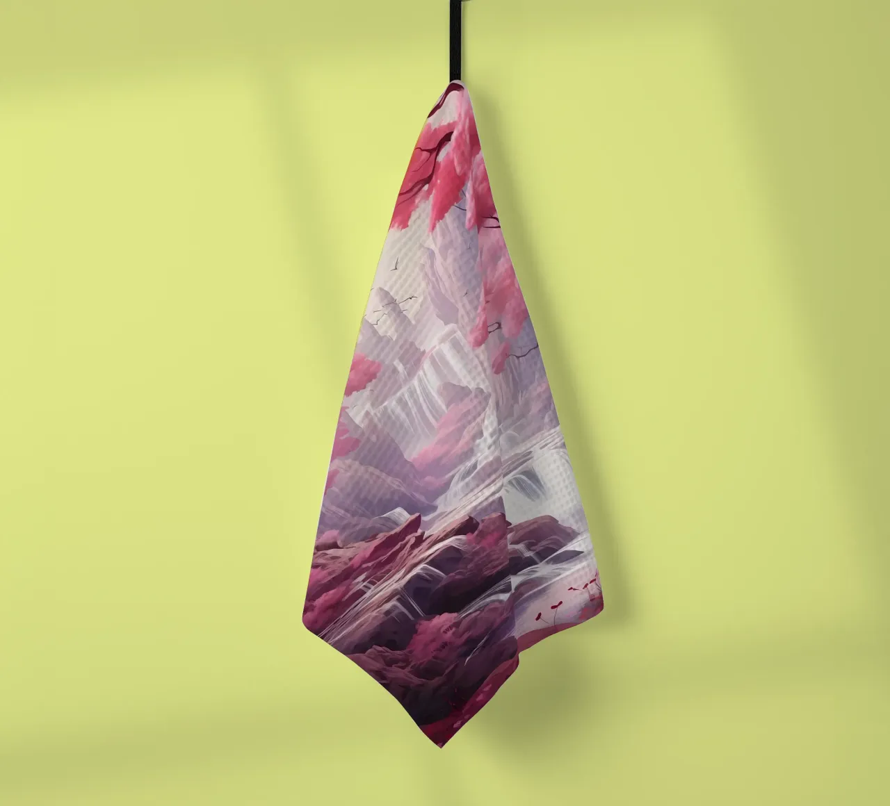 Árboles Sakura en cascada paño de cocina de Mikesell