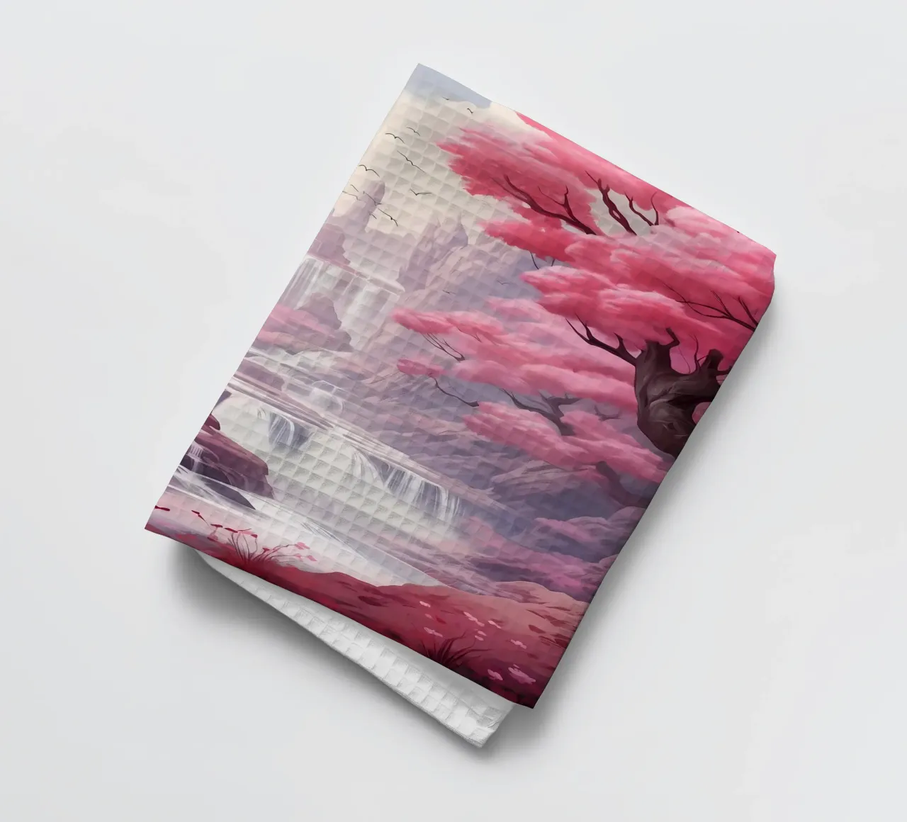 Árboles Sakura en cascada paño de cocina de Mikesell