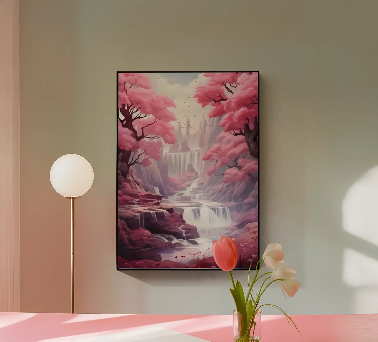 Waterfall Sakura Trees plexiglass da Mikesell