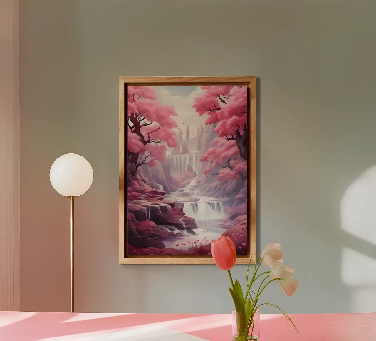 Waterfall Sakura Trees alluminio dibond da Mikesell