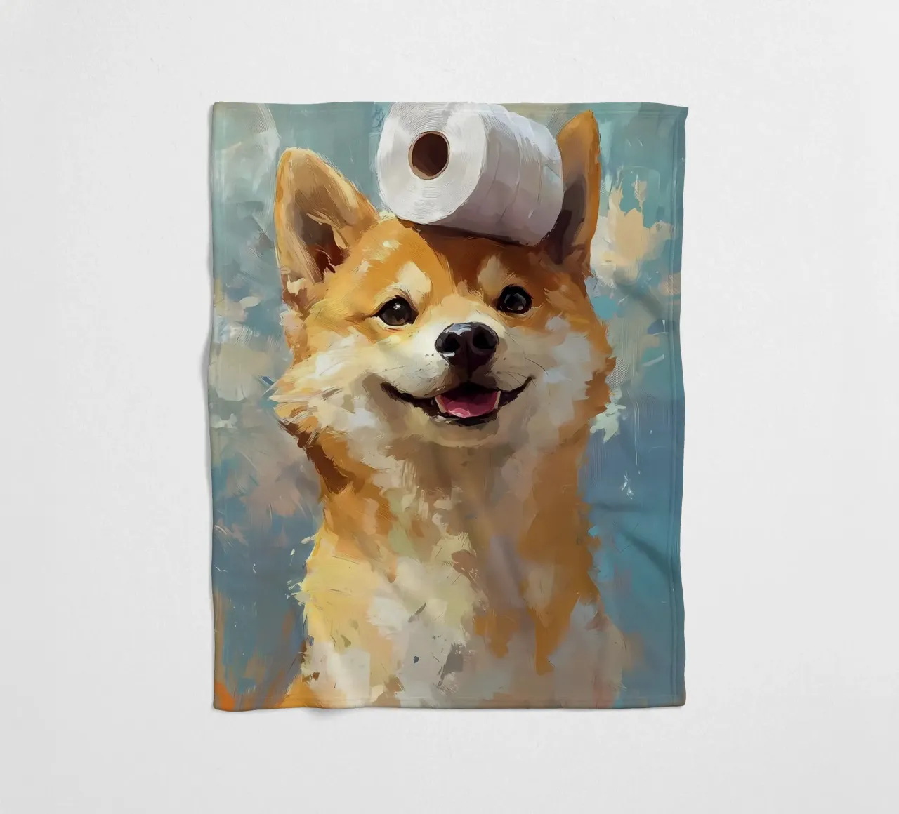 Shiba Inu con carta igienica coperta in pile da Ginnery