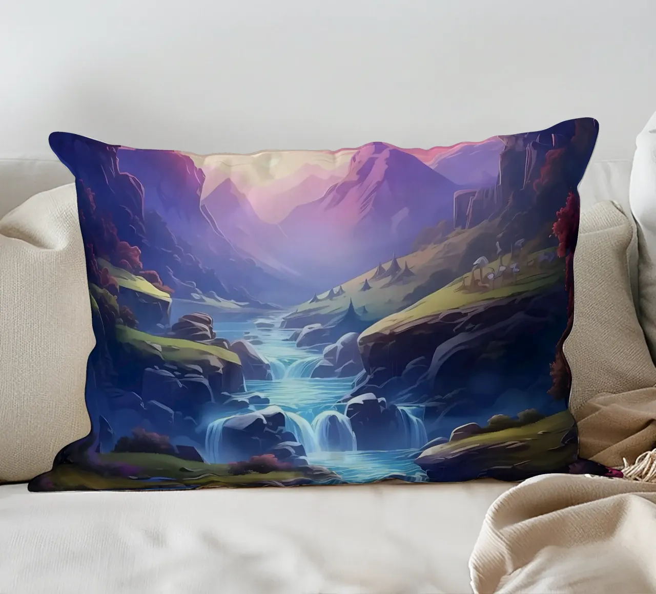 Wasserfall im Wald Natur Kissen von Mikesell