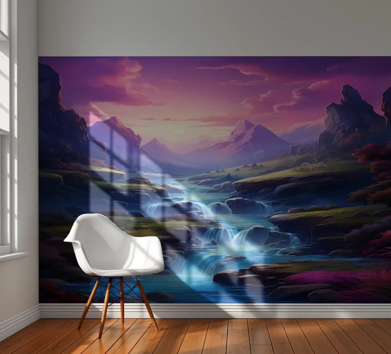 Cascada en la naturaleza papel para pared de Mikesell