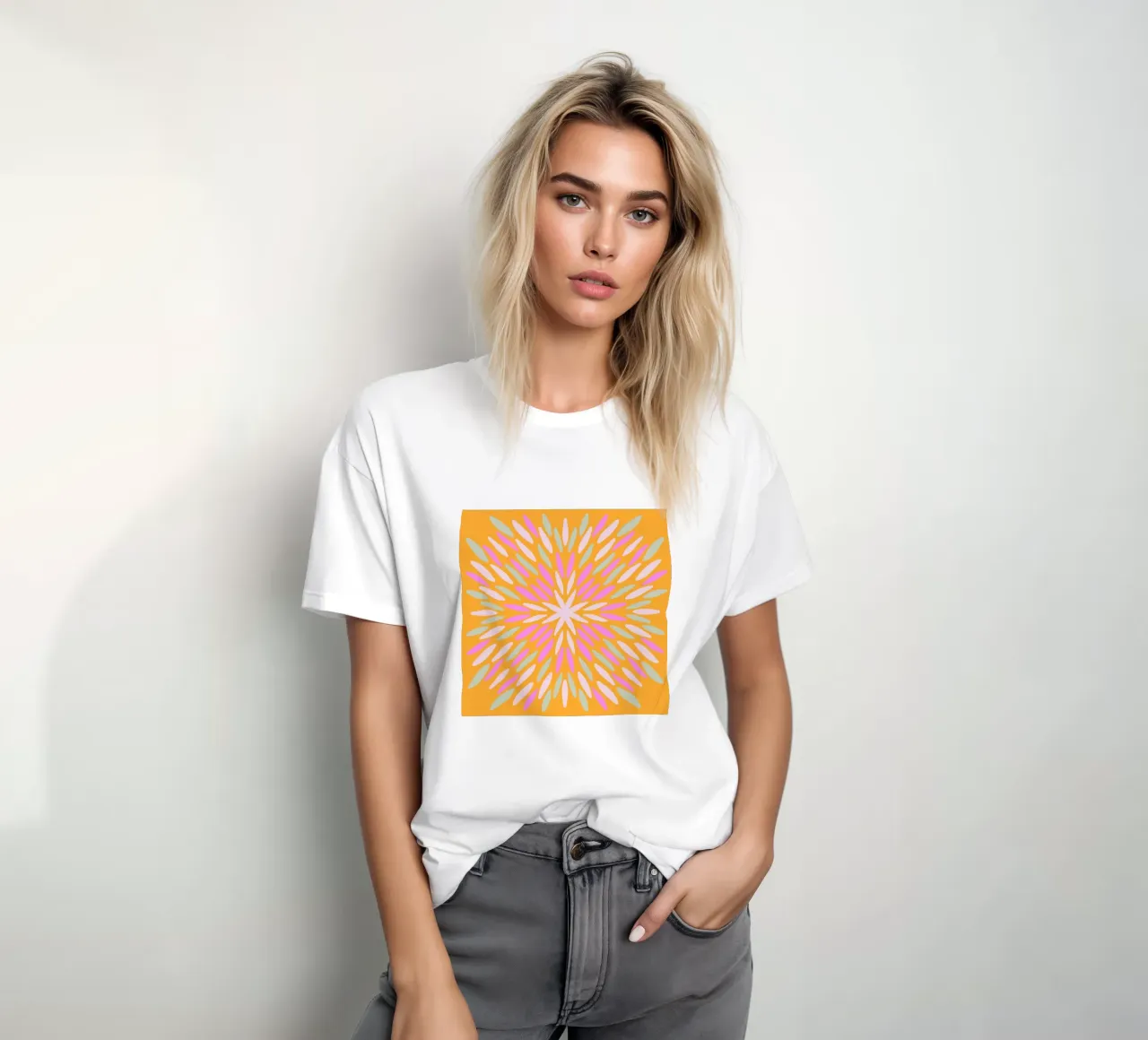 Petal burst - arancio, rosa e menta t-shirt da Wackapacka