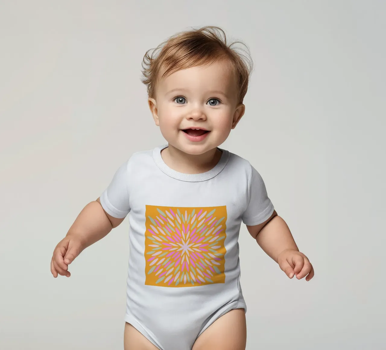 Petal burst - arancio, rosa e menta body neonato maniche corte da Wackapacka
