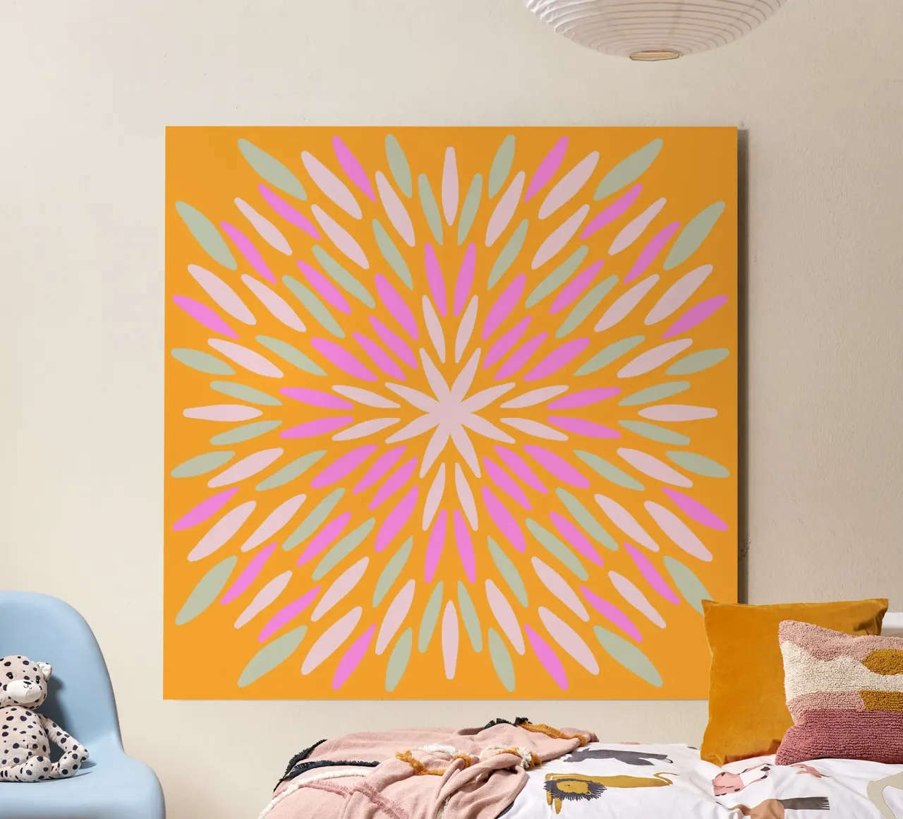 Petal burst - arancio, rosa e menta alluminio dibond da Wackapacka