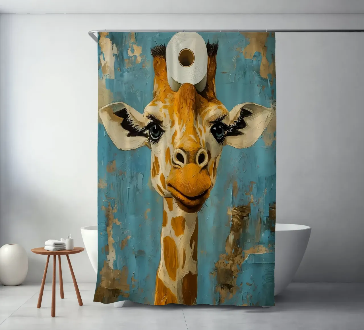 Giraffa con carta igienica tenda da doccia da Ginnery
