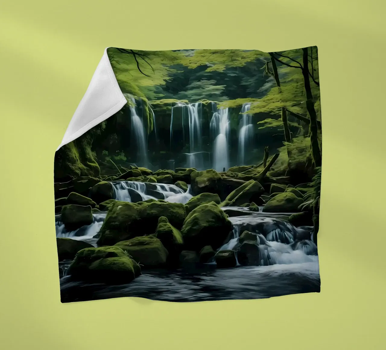 Cascata nella natura della foresta coperta in pile da Mikesell